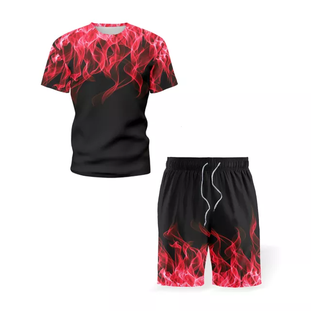 Short sleeve flaming two piece